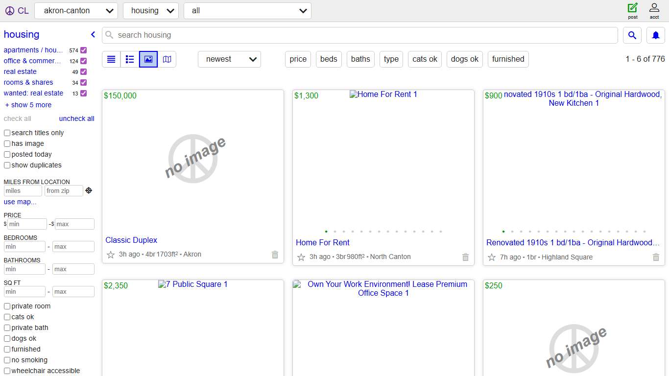 akron-canton housing - craigslist